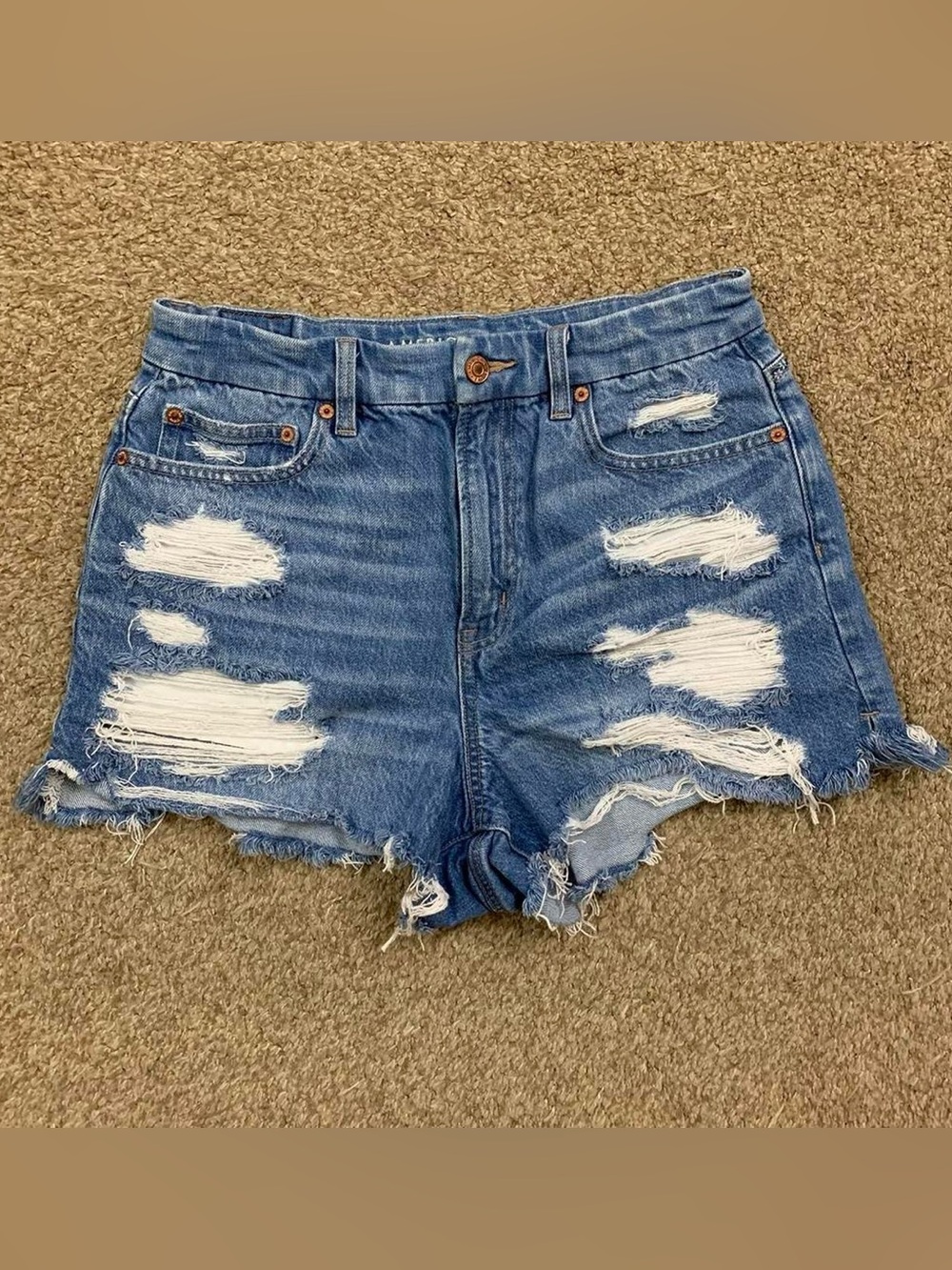 American Eagle Shorts Womens 10 Curvy 90s Boyfriend Distressed Denim Stretch